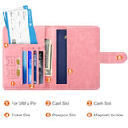Passport Holder for Travel Essentials (Bright Pink / Magnetic Clasp)