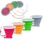 4 Pack Collapsible Silicone Cups with Lids (4 Pcs (Red, Green, Orange, Gray))