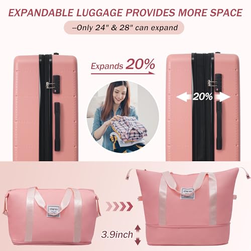 Luggage Sets 5 Piece (3-piece Set(20/24/28) / Light Pink(20 top-open))