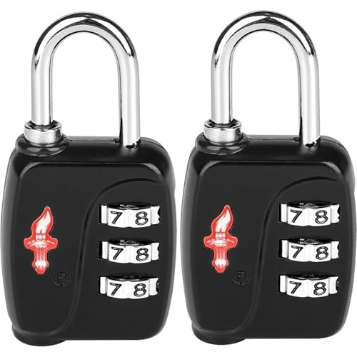 Safe Skies 3 Digit TSA Lock 2 (2 PACK BLACK)