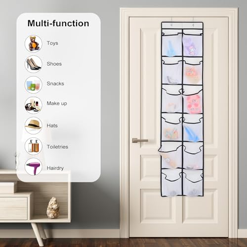 12 Large Pockets Over Door Hanging Shoe Organizer (White)