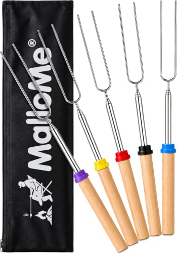 Smores Sticks for Fire Pit Long (5 Fork Set (with Pouch))