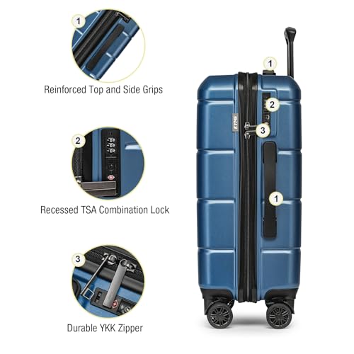 Large Suitcases with Wheels Hardshell 28 Inch Luggage TSA Approved Big Checked Luggage Durable Travel Rolling Suitcase for Women Men Light Blue (Light blue / Checked-Large 28-Inch)