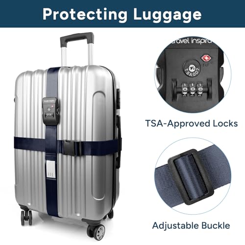 TSA Approved Luggage Straps Heavy Duty Suitcase Belt (navy blue)