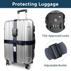 TSA Approved Luggage Straps Heavy Duty Suitcase Belt (navy blue)