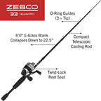 33 Spincast Reel and Telescopic Fishing Rod Combo (6 Foot - Spincast)