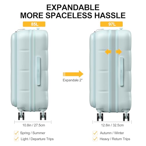 26 Inch Large Expandable Checked Luggage Hard Shell Suitcase Aquamarine (26 inch / Aquamarine)