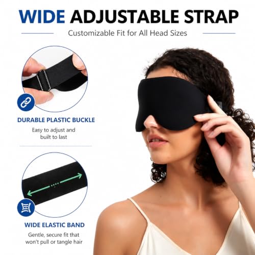 Sleep Mask with Deep Contoured Eye Cups (A1 Black)