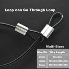 5 Pcs 5mm Wire 24 inch Vinyl Coated Stainless Steel Cable with Loops Short Wire Rope Lanyard Lock Security Chain Link for Outdoor Gates (5mm(T) X 24 in(L) 5PCS / Black)