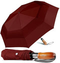 Big Golf Umbrella Folding Windproof Portable Compact Auto Open for Women (07.Wine Red)