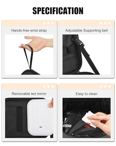 Travel Makeup Bag with Led Mirror (01-Black / Small)