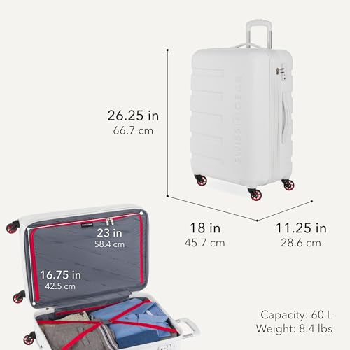 7366 Signature Hardside Expandable Luggage with Spinner Wheels (Checked-Medium 23-Inch / White)