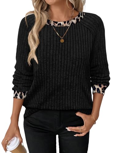 Long Sleeve Shirts for Women Fall Outfits 2026 Going Out Tops Cute Early Womens Fall Fashion Clothing Ladies Tops Blouses Dressy Casual Work School Outfits for Teachers Black Leopard Print (XX-Large / 08-black Leopard)