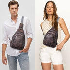 10L Crossbody Sling Bag for Women Men Anti Theft Cross Body Fanny Pack Belt Bag Purse Gifts for Women Faux Leather (10L / 10l-coffee)