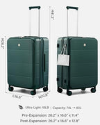 Expandable Medium Checked Luggage (Blackish Green / 24 Inch EXT)