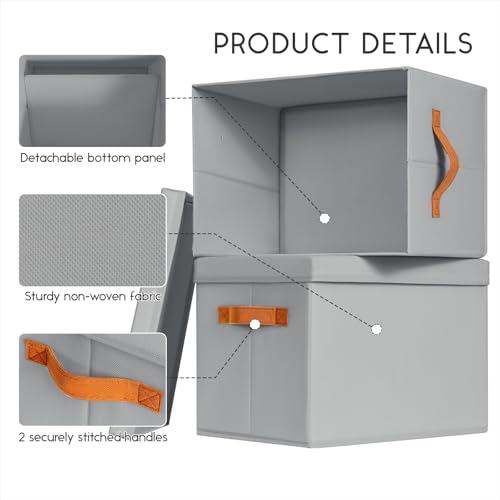 Storage Bins with Lids (Grey / XL(6-Pack))