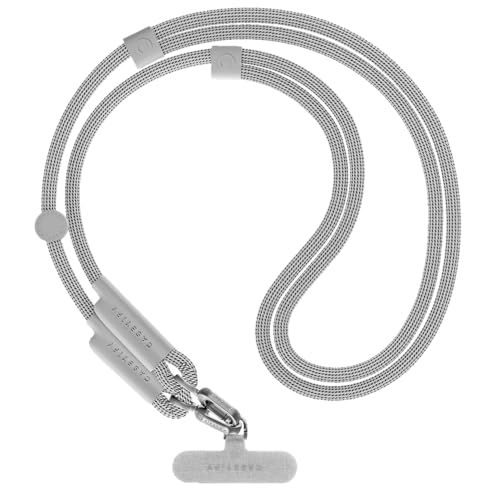 8mm Rope Cross Body Strap with Card (8mm / Heather Grey With Silver Clasp)