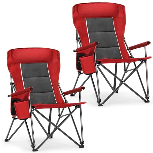 Oversized Camping Chair for Adult Lawn Chair for Outdoor Camping (Red-2)