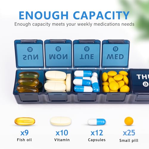 2 Pack Weekly Large Pill Organizer (Blue-purple)