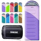 Water Resistant Portable Purple Sleeping Bag for Adults Teens and Kids (Dark Purple & Light Purple)