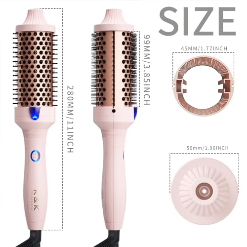 Thermal Brush Curling Iron 1.77 Inch Ceramic Tourmaline Ionic Hair Styler for Loose & Voluminous Curls (1.77 Inch / Pink)