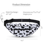 Large Cow Print Crossbody Bags for Women Cute Fanny Pack Belt Bag (Cow Print White / Large)