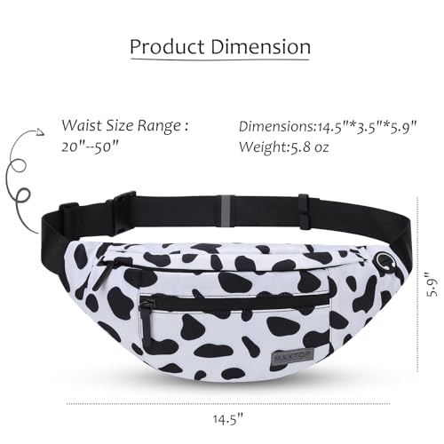 Large Cow Print Crossbody Bags for Women Cute Fanny Pack Belt Bag (Cow Print White / Large)