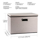 Large Foldable Storage Bins with Lids [3 (Light Grey / L(3-Pack))