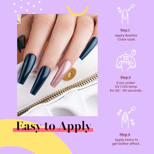 Beetles Dark Teal Gel Nail Polish (H - Creme Green | Navy Blue)