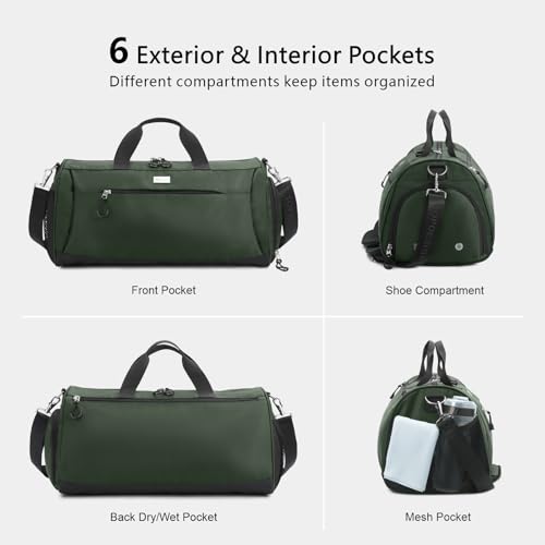 Gym Bag for Women & Men (Green / Medium - 20 x 10 x 10″)