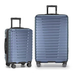Boren Expandable Hardside Rugged Travel Luggage with 8 Spinner Wheels (2-Piece Set, USB Port in Carry-On / Slate Blue)