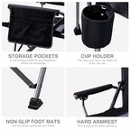 Oversized Folding Camping Chair for Adults with Canopy (Black With Canopy)