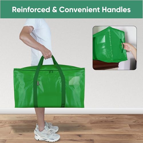 2 Pack Oversized Moving Bags with Reinforced Handles (2-Pack / Light Green)