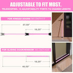 3-in-1 Door Security Bar, Security Door Stoppers & Door Barricade – Heavy Duty Adjustable Iron Security Lock Bar for Home Defense, Apartment & Travel Safety (1 Pack - Pink) (1 Pack / Pink)