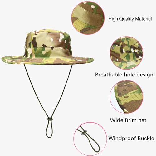 Sun Hats for Men Women Safari Hat Foldable Fishing Hat UPF 50+ Bucket Hat (1pack-green Camo)