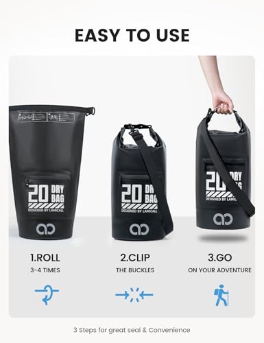 Dry Bag Waterproof Backpack with Phone Pouch 5L (Black / 40L)