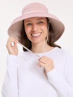 Women's Holiday Sun Hat UPF 50+ (Small-Medium / Dusty Pink/Beige)