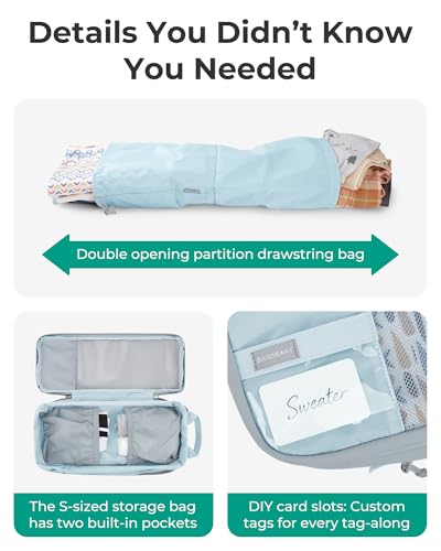 14 Set Compression Packing Cubes for Travel Essentials (Sky Blue / Set of 14)