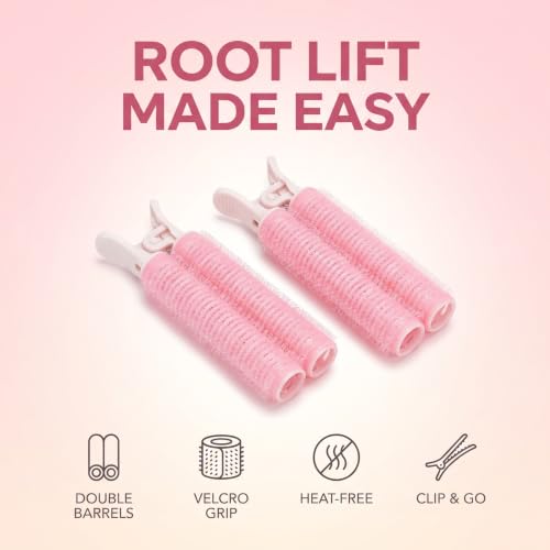 4Pcs Pink Hair Rollers with Clip