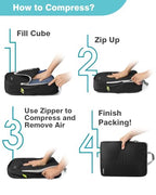 10 Piece Compression Packing Cubes with Travel Organizer Set (10-Black / 10 Set)