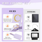 Personalized Initial Luggage Tags for Suitcase (Purple Leather,glod Letter / C)
