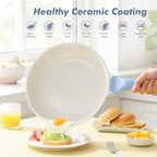 11Inch Nonstick Ceramic Frying Pan with Lid (Glacier Blue / 11 Inch)