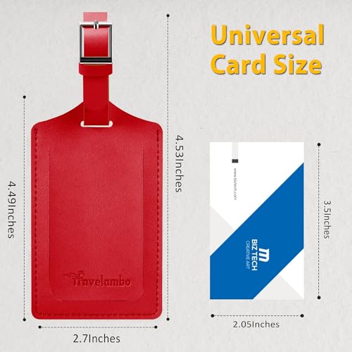 16 Pack Luggage Tags Faux Leather for Suitcases Travel Bag Labels with Protection Cover ID (Red Deep)