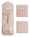 Travel Jewelry Organizer Case M Initial Jewelry Roll (Small / Pink-M)