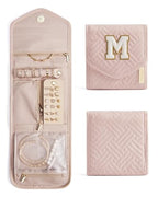 Travel Jewelry Organizer Case M Initial Jewelry Roll (Small / Pink-M)