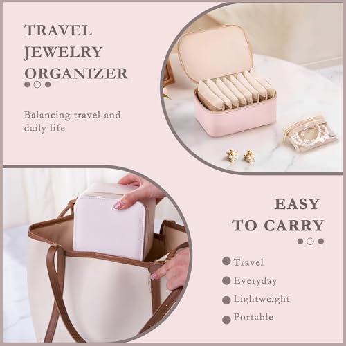 Jewelry Box Organizer for Women (Strawberry pink, 6 Pouches)