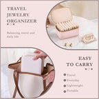 Jewelry Box Organizer for Women (Strawberry pink, 6 Pouches)