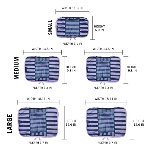 Travel Wise Packing Cubes for Travel (Navy Stripes)