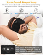 3D Contoured Sleep Mask with Bluetooth Headphones (Gray)