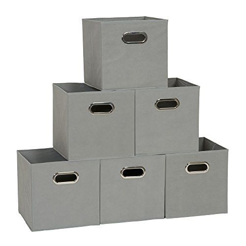 Fabric Storage Bins in Strong Poly‑Woven Fabric (Gray / 11" L x 11" W x 11" H)